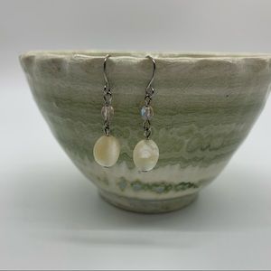 White Polished Shell Earrings